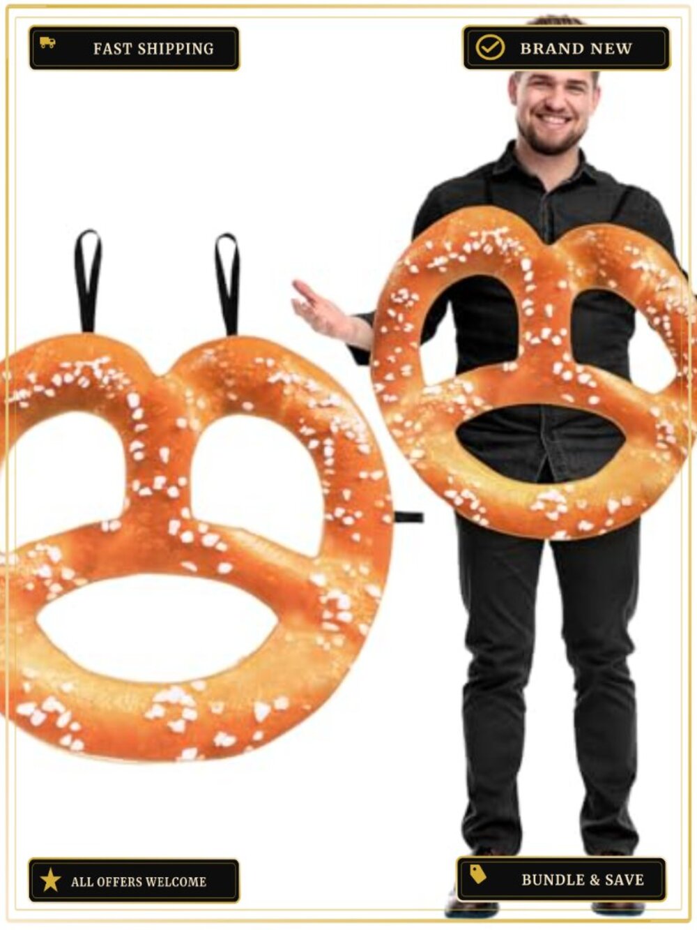 Pretzel Costume Adults Oktoberfest Food Cosplay Outfit Sponge